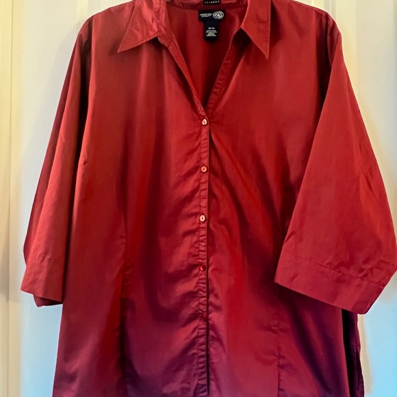 Lane Bryant Maroon 3/4 sleeve dress shirt. Venezia Jean Co - Picture 7 of 8